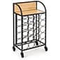 17 x 28 Wood and Metal Bar Cart with 20 Bottle Compartments, Caster Wheels - Black