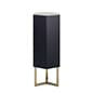 Floor Standing Pedestal, 16" Hexagon Top with Electroplated Gold Base - Black