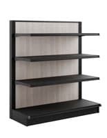 retail shelving with three shelves gray wood backer retail shelving