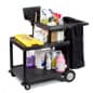 42" Janitorial Cart, 2 Shelves & Nylon Trash Bag - Black