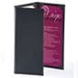 Menu Cover for 4.25 x 11 Menus, Photo Album Corners, Triple Panel (Two-fold) - Black