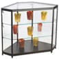4ft. Corner Retail Display Case w/LED Side Lights, Hinged Door- Black