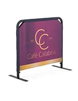 Custom Cafe Barriers w/ Graphics, Double Sided Artwork, Includes Lawn Spikes - Black Custom cafe barriers with graphics