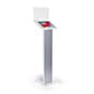 Tablet Floor Stand with Locking Enclosure and Sign Holder