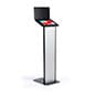 Tablet Floor Stand with Locking Enclosure and Sign Holder