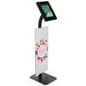 iPad Tablet Floor Stand with Custom Banner, Locking & Rotating Enclosure - Black