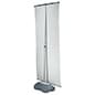 Outdoor Banner Stand with Adjustable Width & Height, Fillable Base - Gray