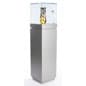 16" Pedestal Display Case w/ Cabinet Base, Locking Drawer, LED Spotlights - Silver