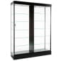 60" Glass Display Case w/ Top LED Lights, Wheels, Locking Sliding Door - Black