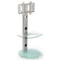 TV Stand for Floor with Adjustable Glass Shelf, Fits Monitors 37"-70" - Silver