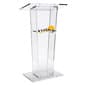 Acrylic Podium with 2-Color Custom Graphics, Open Back & Interior Shelf - Clear