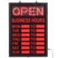 "OPEN/CLOSED" LED Sign with Business Hours, Hanging Chain - Red