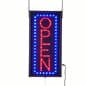 OPEN Animated LED Sign with Chains, Vertical Display - Red & Blue