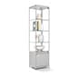 20” Glass Display Case w/ LED Lights & Cabinet, Fixed Shelves, Hinged Door - Silver
