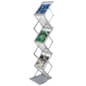 5-Pocket Portable Literature Floor Stand w/ Case, Adjustable Height - Silver