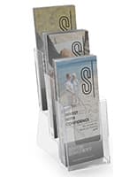 Molded Plastic Brochure Rack Sits on a Countertop or Mounts to a Wall Three Tiered Molded Plastic Brochure Rack
