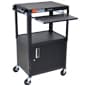 18 x 24 Media Cart with Storage Cabinet, Pull-Out Tray and Power Strip - Black
