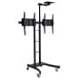 Dual TV Stand w/ 2 Mounts, Fits Monitors 32”-65”, w/ Camera Shelf, Adjustable - Black