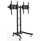 Dual TV Stand w/ 2 Mounts, Fits Monitors 32-65", Adjustable Bracket, Wheels - Black