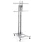 TV Stand with Wheels, Fits Monitors 37” to 65”, Height-Adjustable – Silver