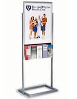 Poster Display Racks Silver Double-Sided With 5 Brochure Holders poster display