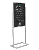 24 x 36 Poster Stand for Floor, Top Insert, Double Sided - Silver Silver 24" x 36" metal poster stand with double sided design
