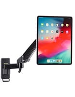 Magnetic Tablet Wall Mount with Cable Lock, Universal Compatibility – Black or Silver Articulating arm tablet mount with built-in lever
