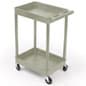 38" Plastic Utility Cart, 2 Trays - Beige
