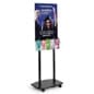 22" x 28" Floor Standing Sign Holder w/ Literature Pockets, Wheels - Black