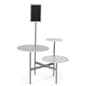 Tiered Display Table w/ 3 Shelves, Round, 11 x 17 Sign Frame - White