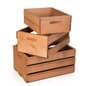 Wooden Crate Dump Bins, Set of 3, Nesting – Light Brown