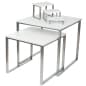 Set of 2 Nesting Tables for Floor with Set of 3 Tabletop Display Risers - White