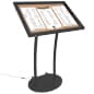Enclosed Cork Board for Floor, Swing Open, Illuminated, Outdoor, Wheels - Black