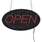 "OPEN" Animated LED Sign with Hanging Chain, Round - Blue & Red
