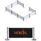 Café Barrier System w/ 9 Custom Banners (1 Color Printing) & 10 Stanchions - Black