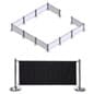 Café Barrier System w/ 11 Banners & 12 Stanchions - Black