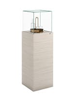 17.5" w Pedestal Showcase Display, Locking, Lift-Off Top - Concrete Groovz Glass-top pedestal display case with lift-off top