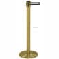 38" Brass Stanchion Post with 7.5' Retractable Belt - Black w/ White Stripe