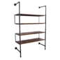 Wall Mounted Pipeline Display, 4 Pine Wood Shelves – Dark Brown