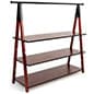 72” x 51” Wooden A-Frame Clothing Rack, Adjustable Shelves, Metal Piping - Dark Brown