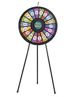Prize Wheel with 18 Slots & Printable Templates, Floor or Countertop - Black Game wheels with rubber feet