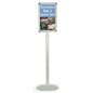 Floor Standing Menu Stand, Snap Open Frame, Adjustable Height - Silver