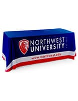 Use These Custom Table Covers to Showcase Your Brand Messaging or Logo Custom table covers with stitched hem