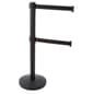 QueuePole.Economy 42" Black Stanchion Post with Dual 6.25’ Retractable Belts - Black