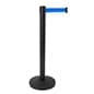 QueuePole.Value 36" Black Stanchion Post with 6.5' Blue Retractable Belt