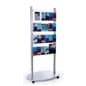 4-Tiered Metal Literature Floor Stand, 4"/8.5"w, 12/24 Pockets - Silver