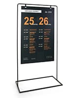 This Minimal Hanging Signage Stand Will Grab Conference Attendees Attention Effortlessly Minimal hanging signage stand with matte black powder coated finish