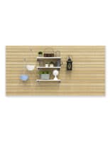 Large Maple Slot Wall Panel Board for Retail Shops Large Maple Slot Wall Panel Board with Home Decor Displayed