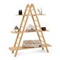Wooden Retail Shelving Unit w/ 3 Shelves, A-Frame Design - Wood