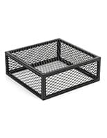 This Iron Mesh Cube Storage Riser Is a Modern Pedestal Design Iron mesh cube storage riser with black powder-coated finish